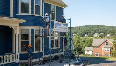 Professional Pittsburgh, PA painting service team on an exterior home project