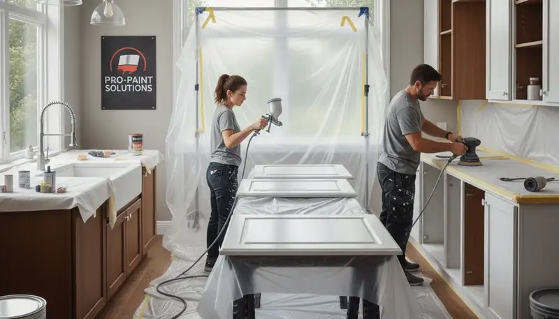 Cabinet painting service in Pittsburgh, PA for durable kitchen cabinet refinishing