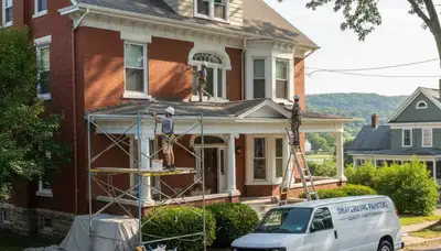 Painter completing professional house painting service in Pittsburgh, PA