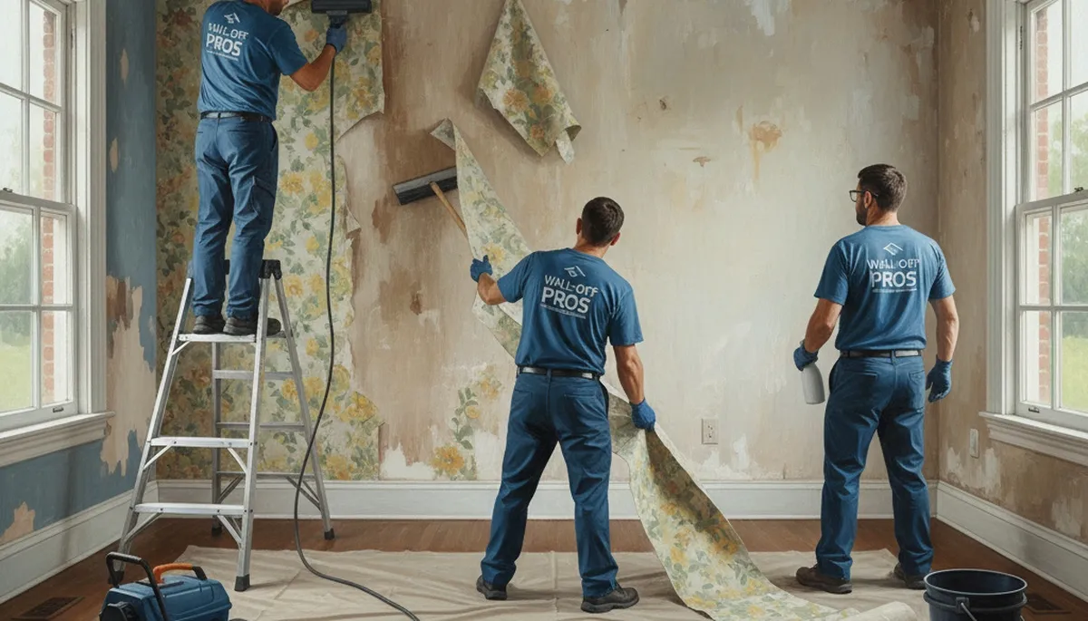 Wallpaper removal service in Pittsburgh, PA for outdated patterns and tough adhesive on interior walls