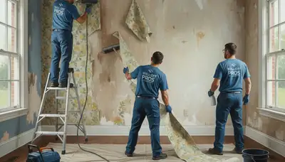 Wallpaper removal service in Pittsburgh, PA for outdated patterns and tough adhesive on interior walls