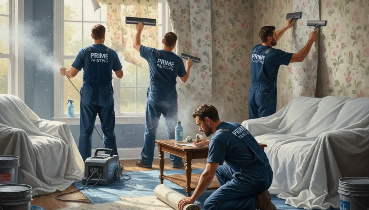Wallpaper removal service in Pittsburgh, PA for outdated wallpaper and adhesive cleanup